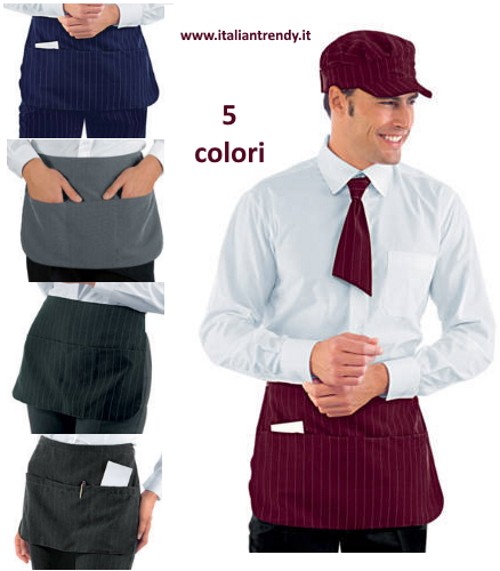 PUB - Grembiule corto gessato Grigio cm. 46 x 30