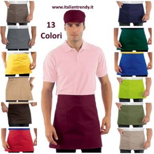 086002 - Grembiule corto a vita con tasca cm.70X46 13 Colori misto cotone 195 Gr