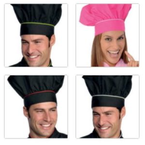 075207 - Cappello Da Cuoco Classico Nero Riga e Fuxia Taglia Unica Regolabile Con il Velcro
