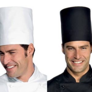 ELITE - Cappello Da Cuoco Nero o Bianco Tubolare 20 Cm Lavabile Regolabile