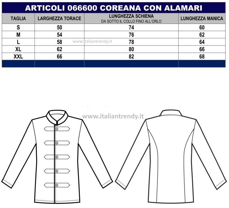 066600 - Giacca coreana con alamari bianco o crema 100% poliestere - immagine 3