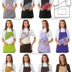 LOLLIPOP - Grembiule da Donna Con Pettorina Fantasia Tartan o Scozzese 11 Varianti