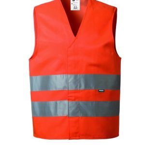 Gilet Arancione Di Sicurezza sul Lavoro Ad Alta Visibilità Catarifrangente Cl. 2