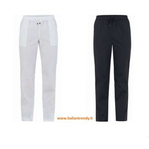 CLEEOPATRA - Pantalone unisex bianco o nero con elastico e coulisse in vita