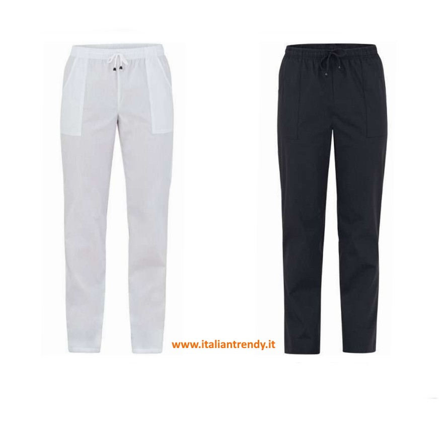 CLEEOPATRA - Pantalone unisex bianco o nero con elastico e coulisse in vita