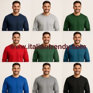 MOON - Felpa girocollo in misto cotone garzata in  8 colori