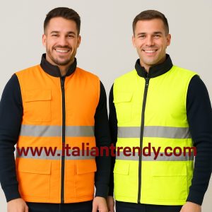 JIM - Gilet ad Alta Visibilità Hi-Vis reversibile con 5 sasche e Porta Badge- in 2 Colori