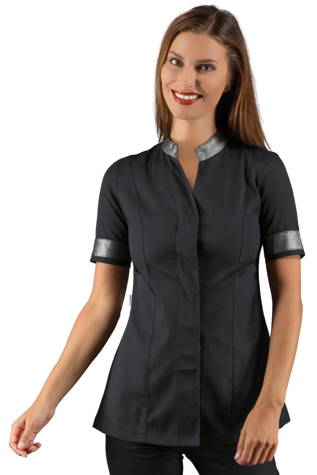 Casacca Donna Coreana in Bianco o Nero Con Profili Mezza Manica Vestibilità Extra Slim 6 Colori - immagine 4