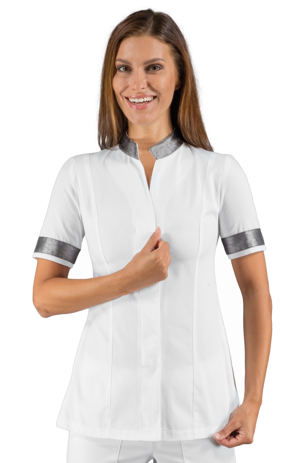 Casacca Donna Coreana in Bianco o Nero Con Profili Mezza Manica Vestibilità Extra Slim 6 Colori - immagine 5