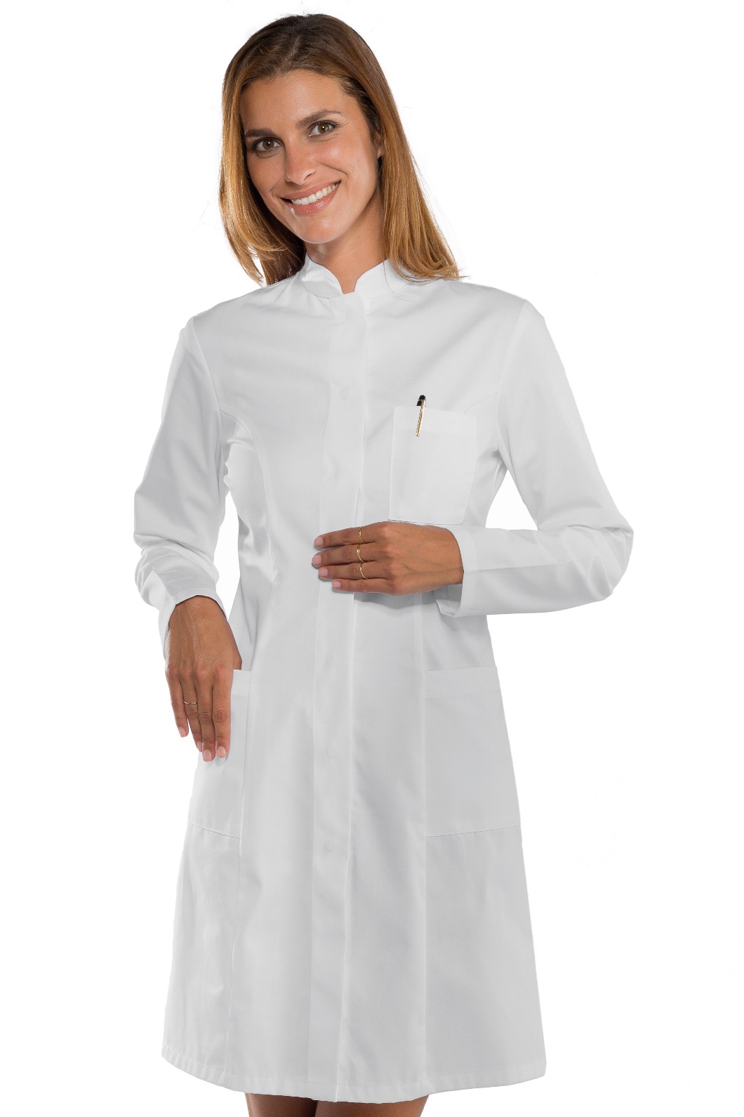 Camice con Collo alla Coreana Bianco Slim da Donna Per Medico Farmacista 3 Varianti