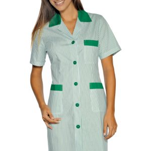 Camice Donna Rigato a Maniche Corte Per Colf Pulizie Settore Alberghiero