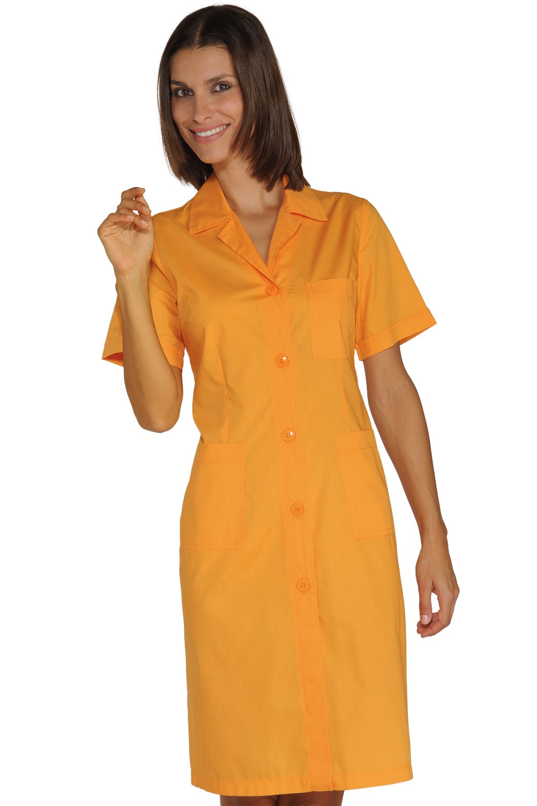 009013 camice da donna slim e leggero tinta unica albicocca o verde mela - immagine 2