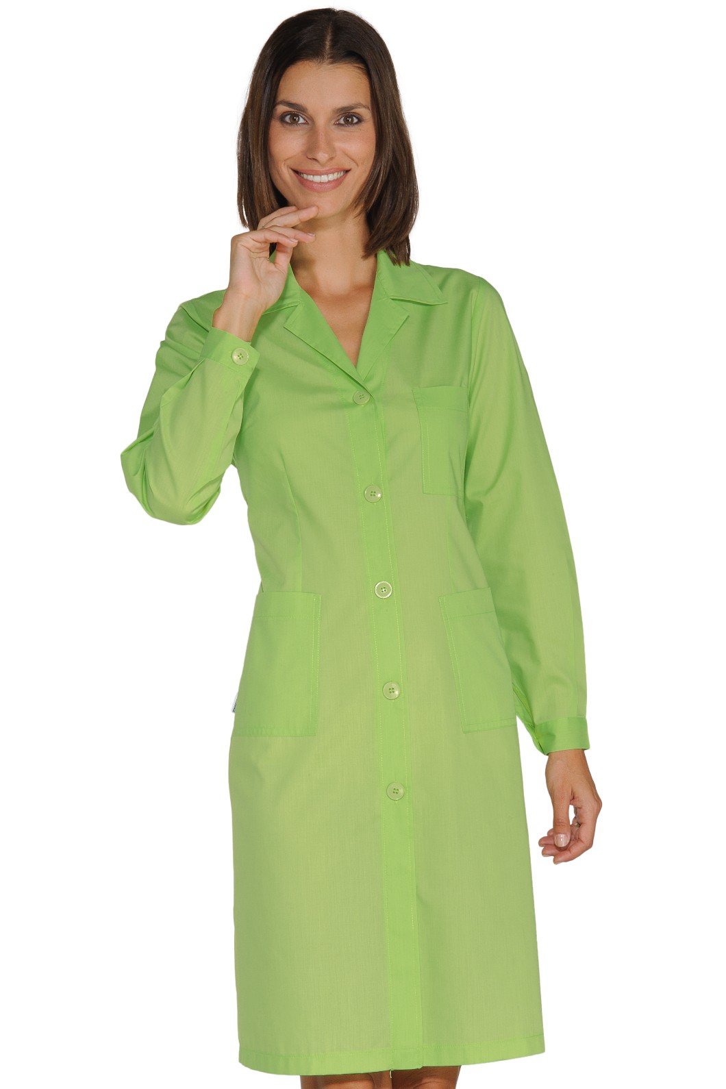 009013 camice da donna slim e leggero tinta unica albicocca o verde mela - immagine 3