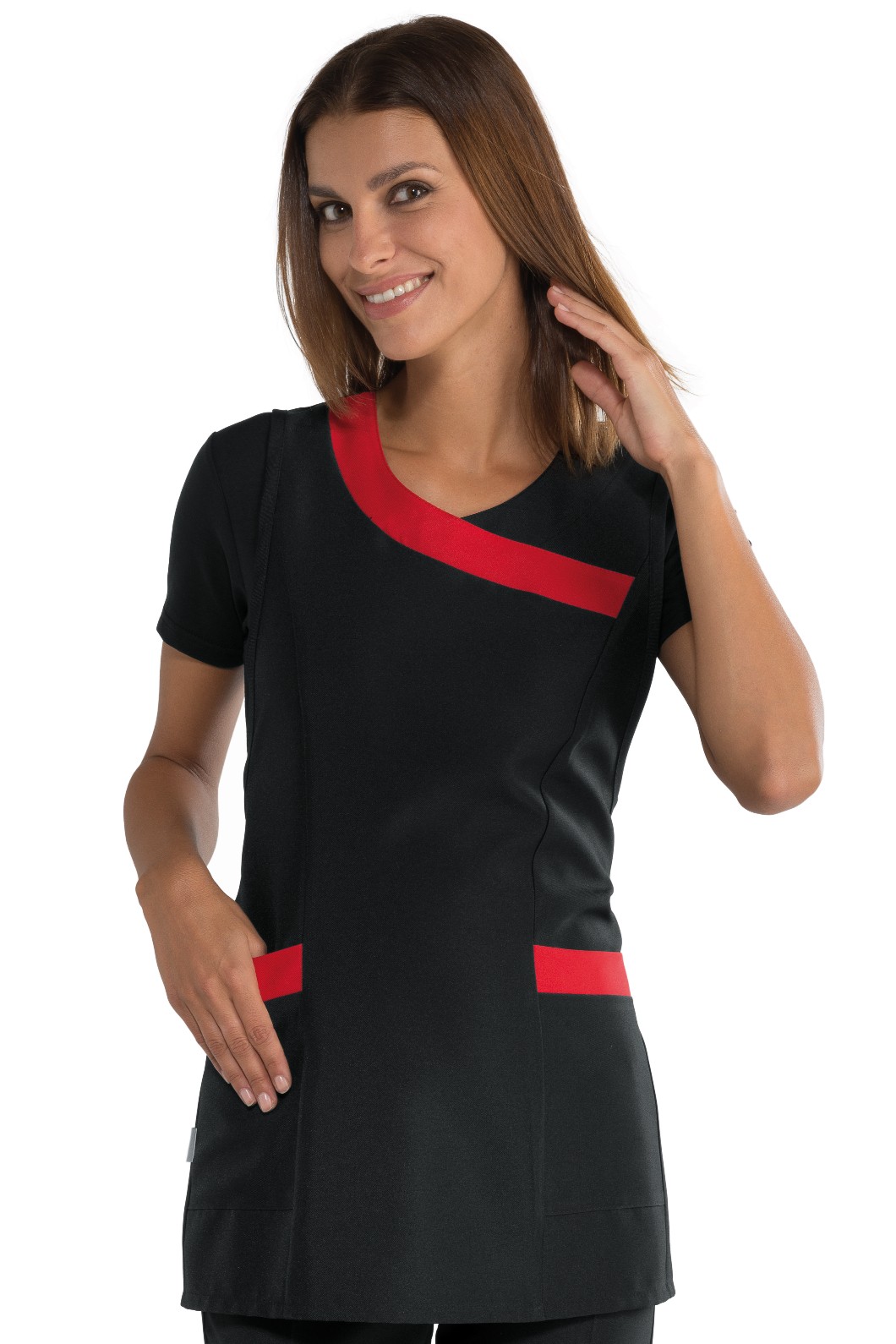 MALIBU casacca da donna a poncho per parrucchiera/estetista con inserti colorati - immagine 3