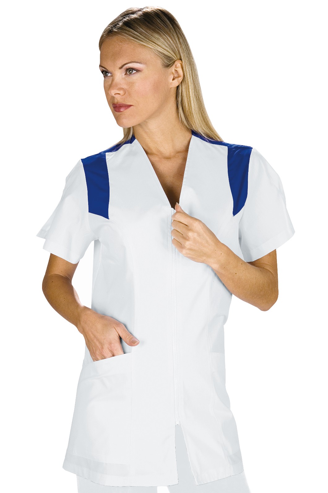 SANTORINI casacca da donna M/C per spa/centro benessere con inserti colorati - immagine 4