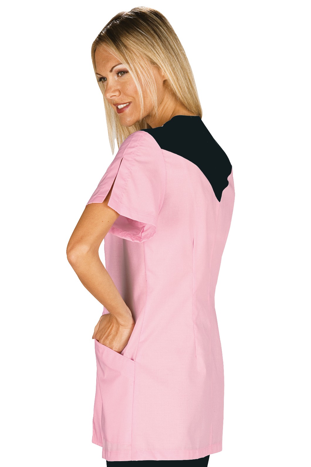 SANTORINI casacca da donna M/C per spa/centro benessere con inserti colorati - immagine 6