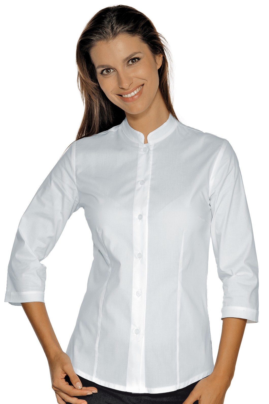 HOLLYWOOD camicia da donna bianca collo coreana slim elassticizzata - immagine 3