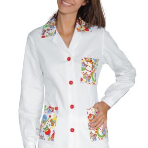 MARBELLA casacca da donna bianca con fantasia smile