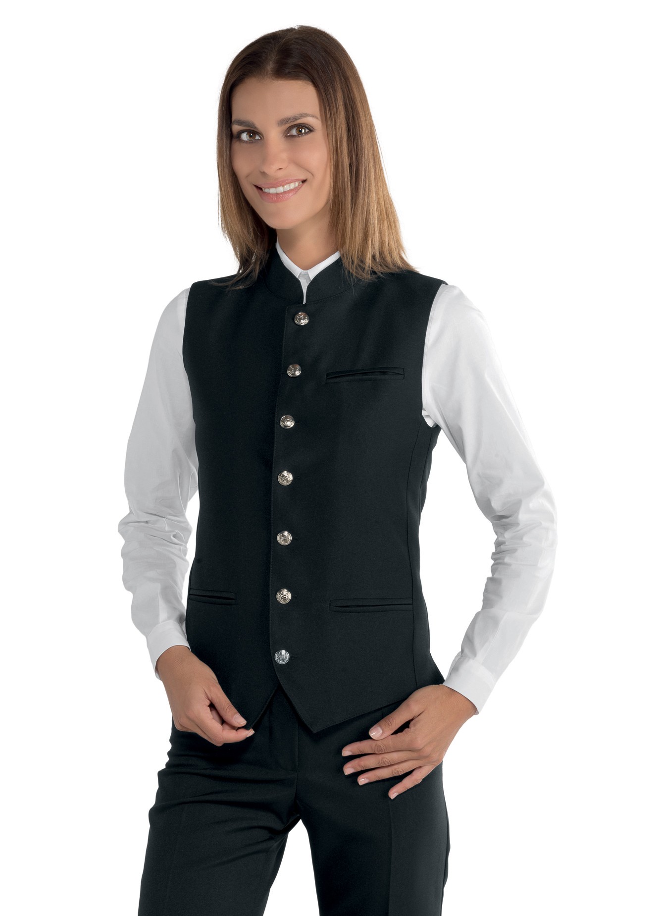 SALISBURGO gilet unisex con collo alla coreana nero - immagine 2