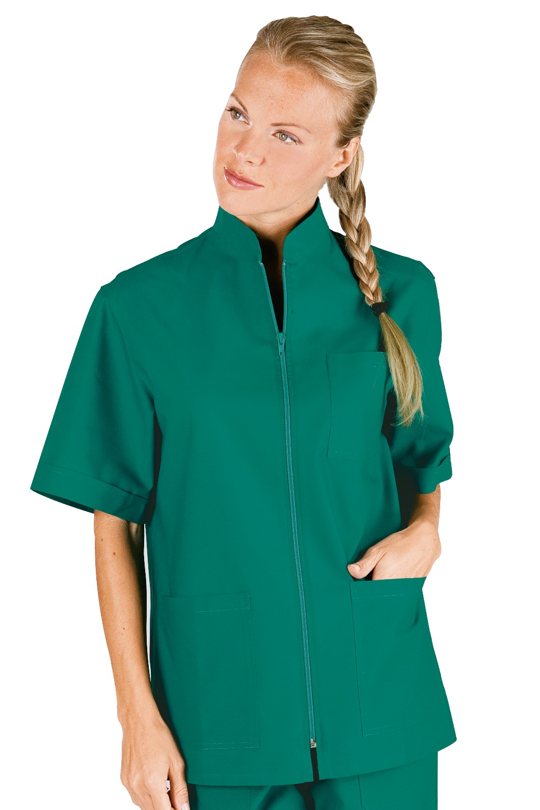 Casacca Con Zip Centrale Verde Chirurgico Veterinario Dentista Medico 3 Mod. - immagine 3