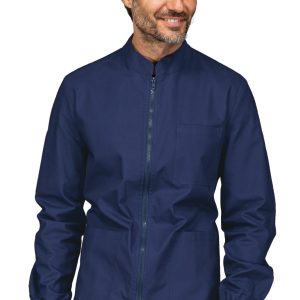 Casacca Blu da Dentista in Cotone Aperta Con Zip Centrale Per Uomo Donna