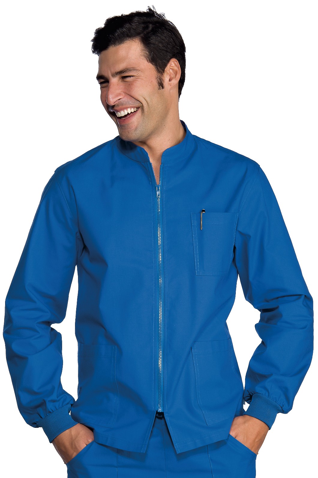 Casacca Azzurra da Dentista in Cotone Con Zip Centrale Per Uomo Donna - immagine 4