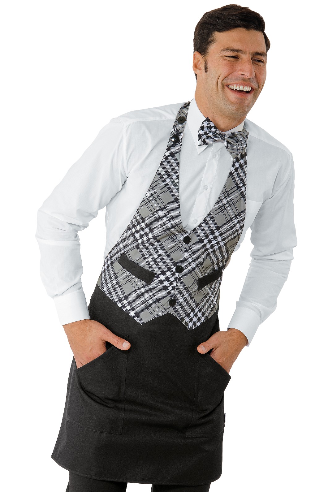 Grembiule Con Pettorina Scozzese A Gilet Per Bar Ristoranti Gelaterie - immagine 4