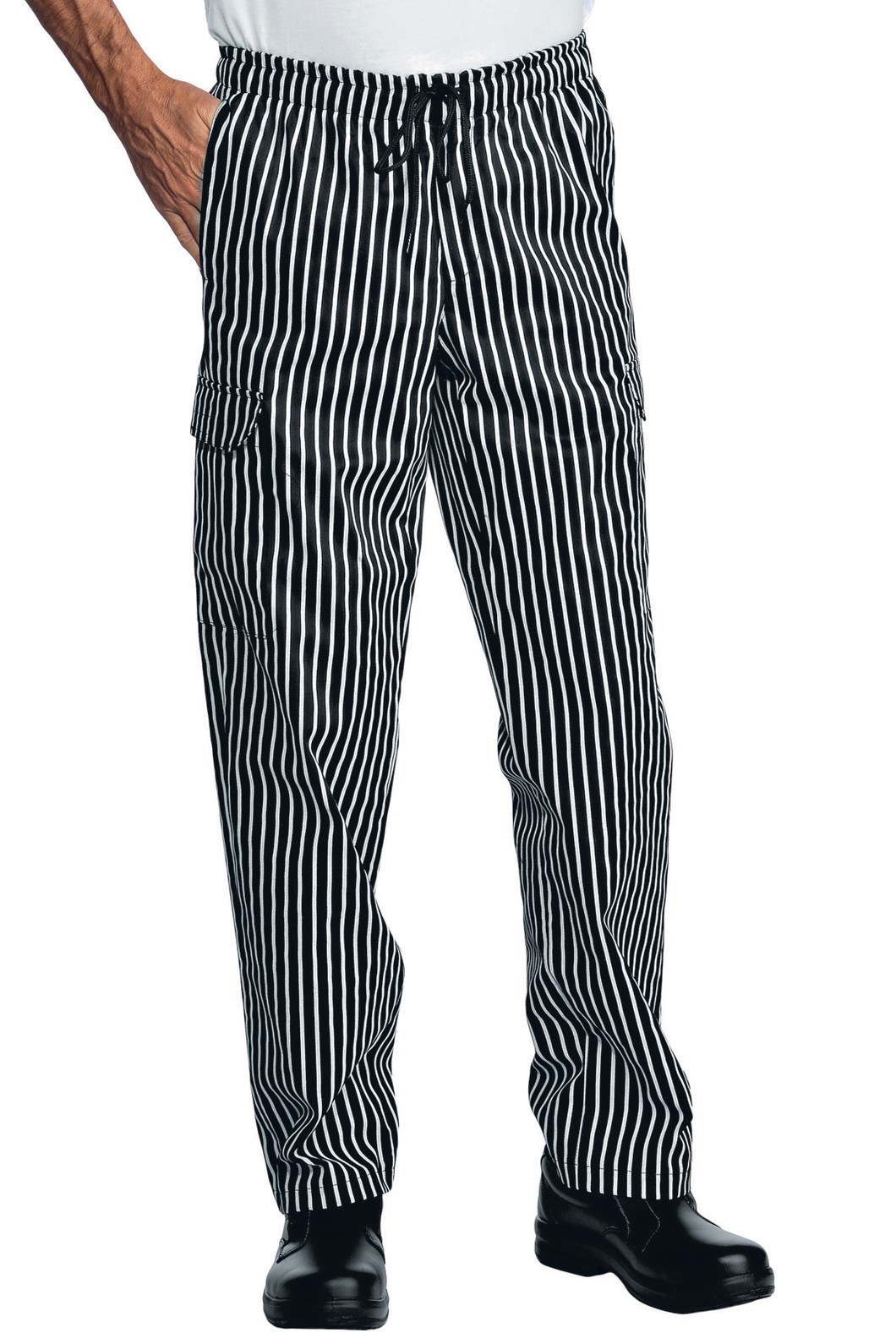 Pantalone Nero o Gessato Cuoco Con Tasca Laterale Per Cucina Pizzeria