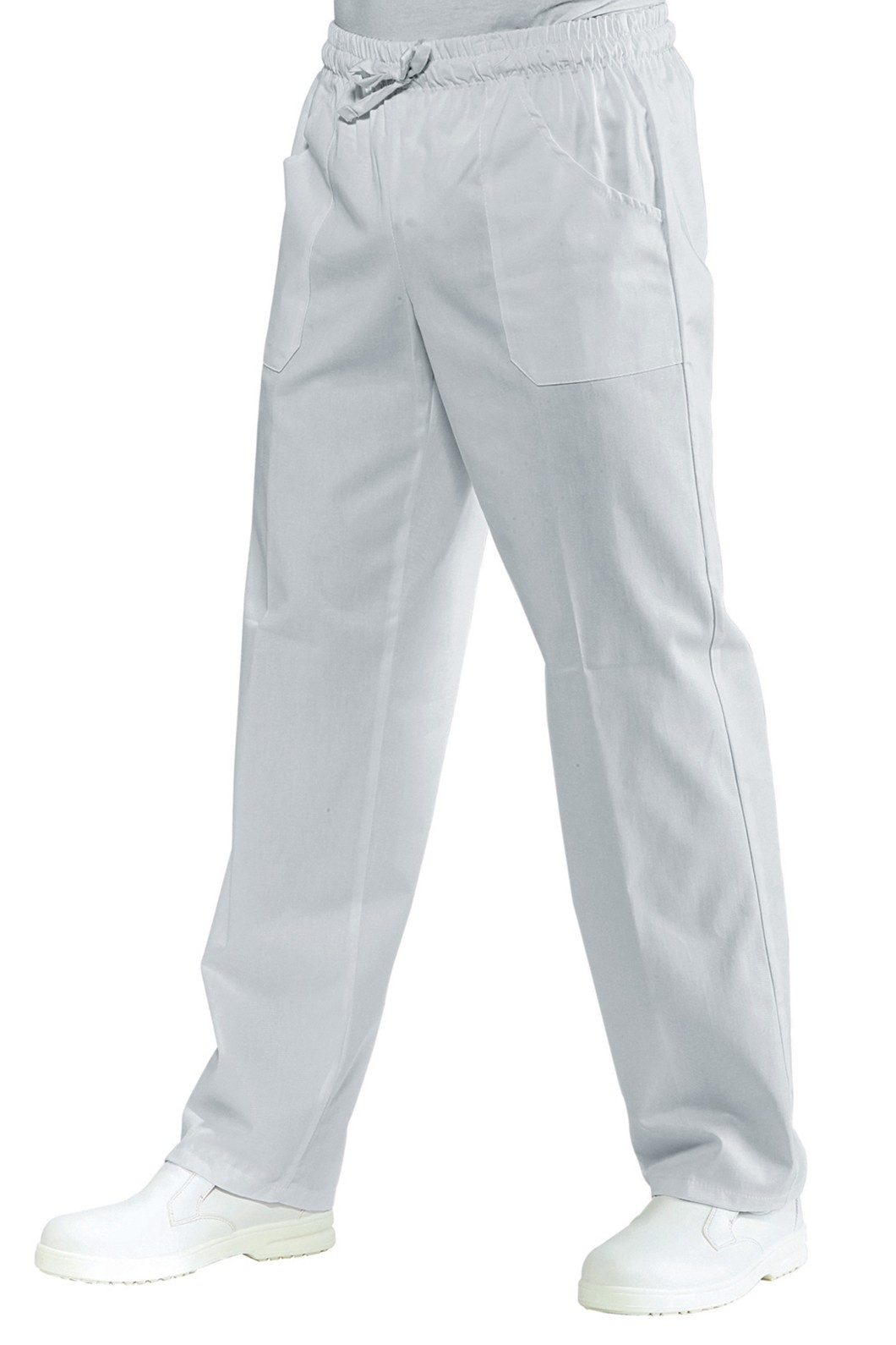 044070 - Pantalone bianco o nero no stiro con coulisse ed alastico in vita 100% pol gr. 180 - immagine 2
