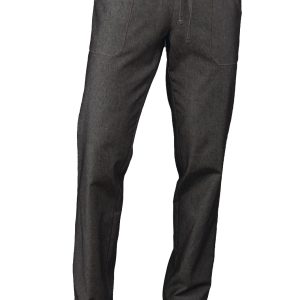 044641 - Pantalaccio in jeans blu e nero con cuolisse e elastico in vita