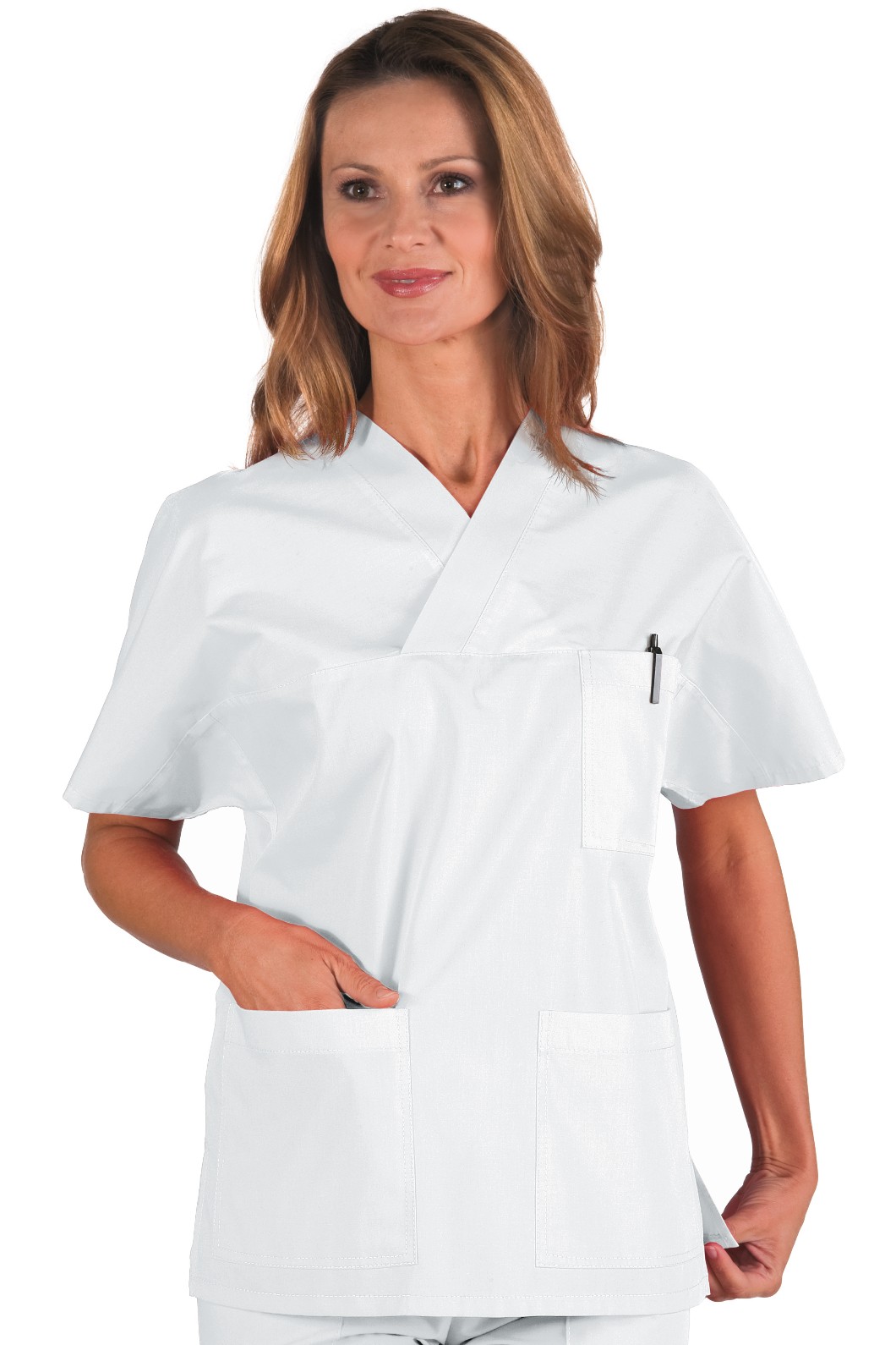 045000 - Casacca uomo bianca con scollo a V per medicale - immagine 2