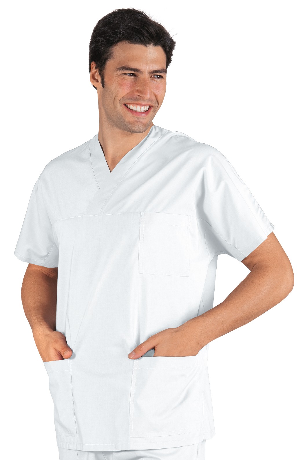 045000 - Casacca uomo bianca con scollo a V per medicale - immagine 3