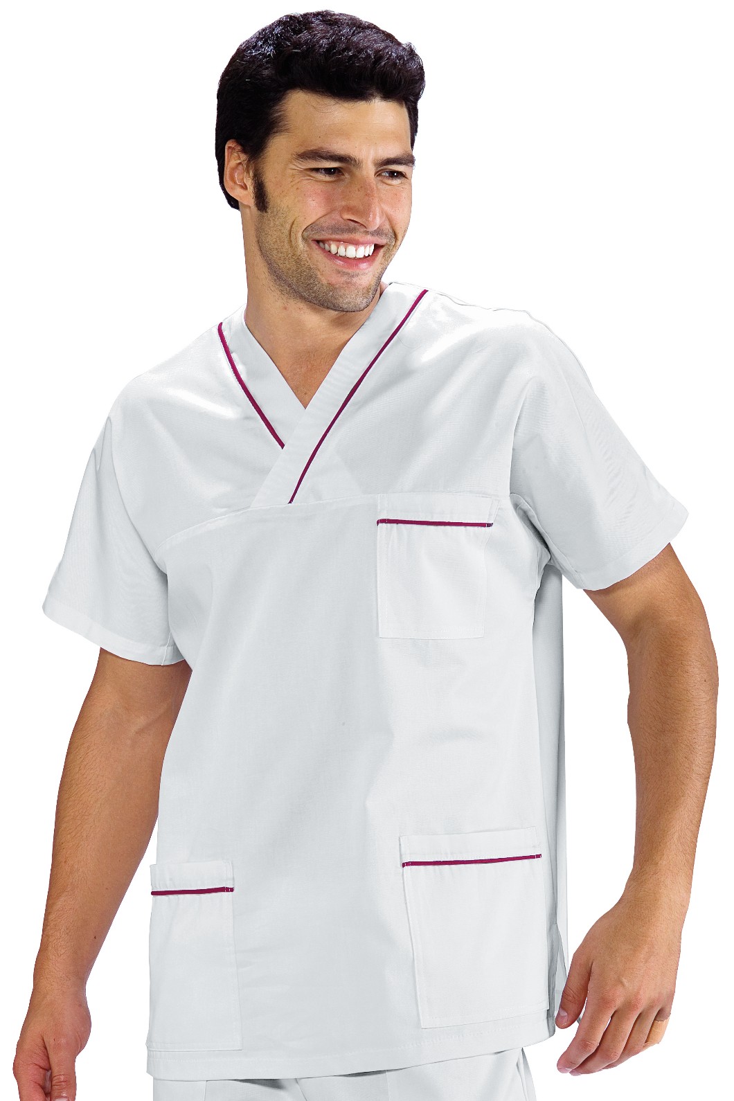 045102 - Casacca unisex bianco con profilo colorato per medicale gr.190 - immagine 3