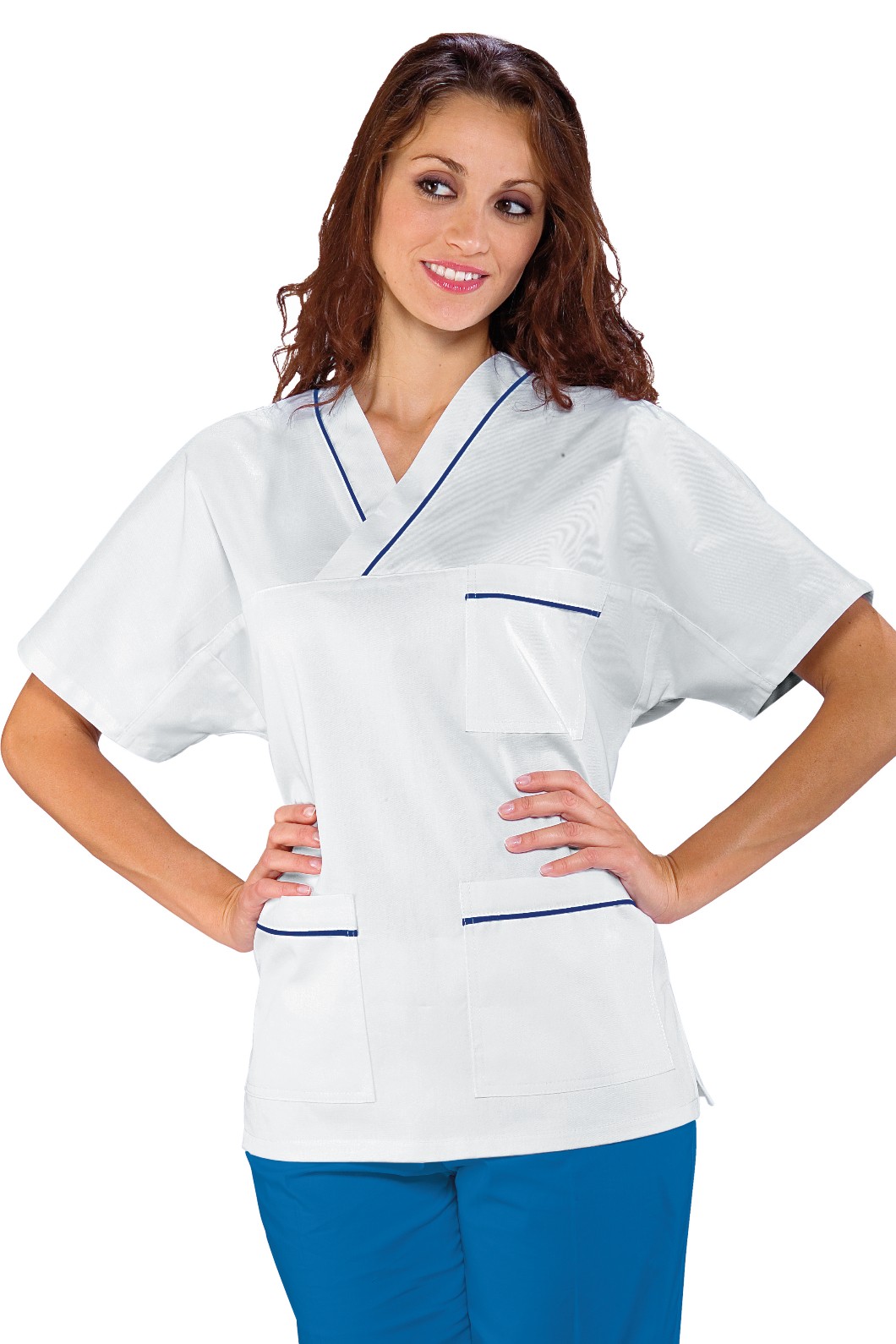 045102 - Casacca unisex bianco con profilo colorato per medicale gr.190 - immagine 5