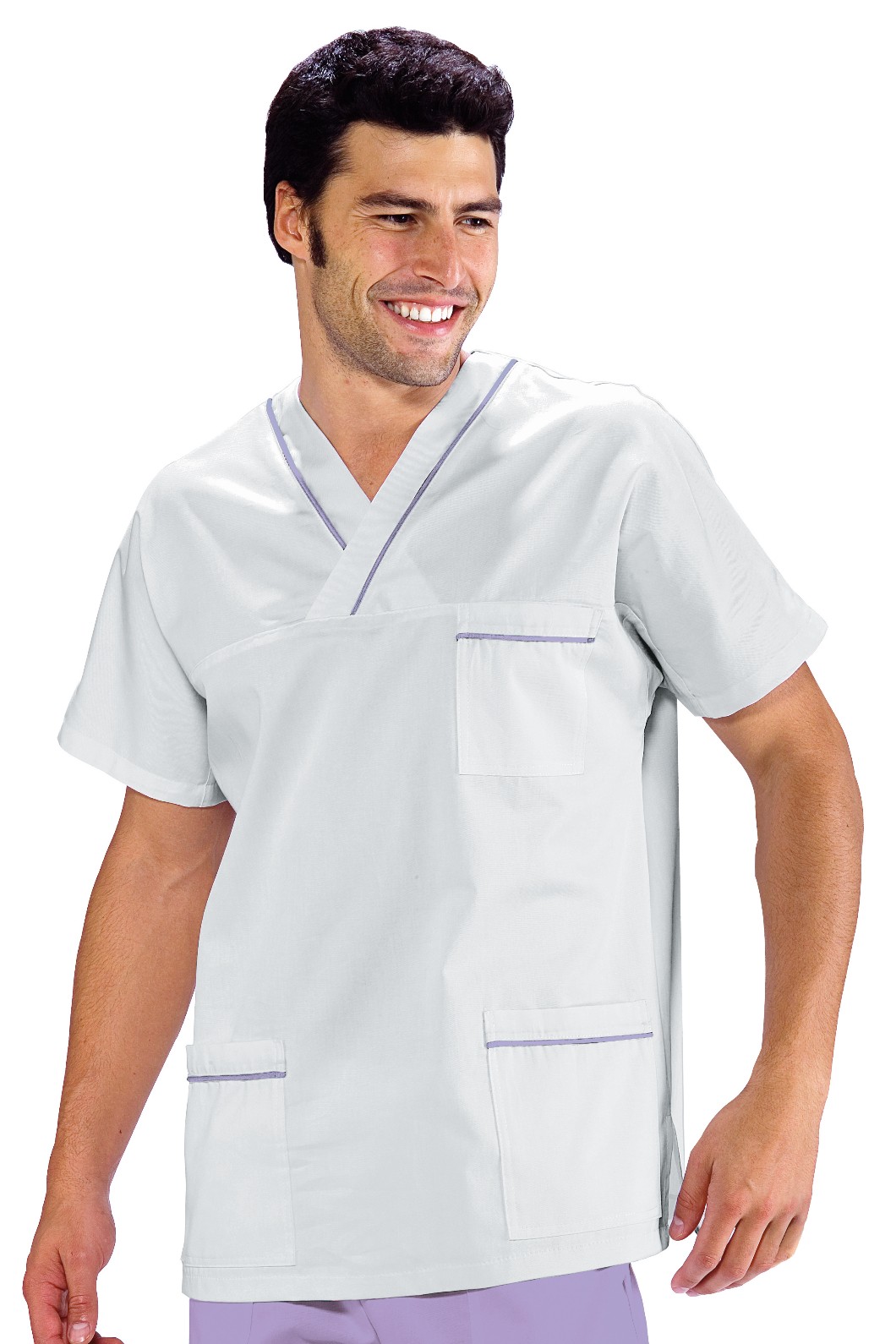045102 - Casacca unisex bianco con profilo colorato per medicale gr.190 - immagine 6