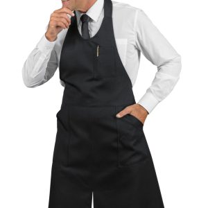 SOMMELIER - Grembiulecon pettorina lungo con spacco nero o beige