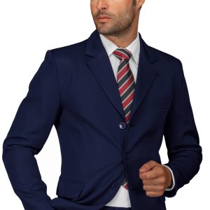 053301 - Giacca classica da uomo slim con 3 bottoni nero o blu per divisa  100% pol.