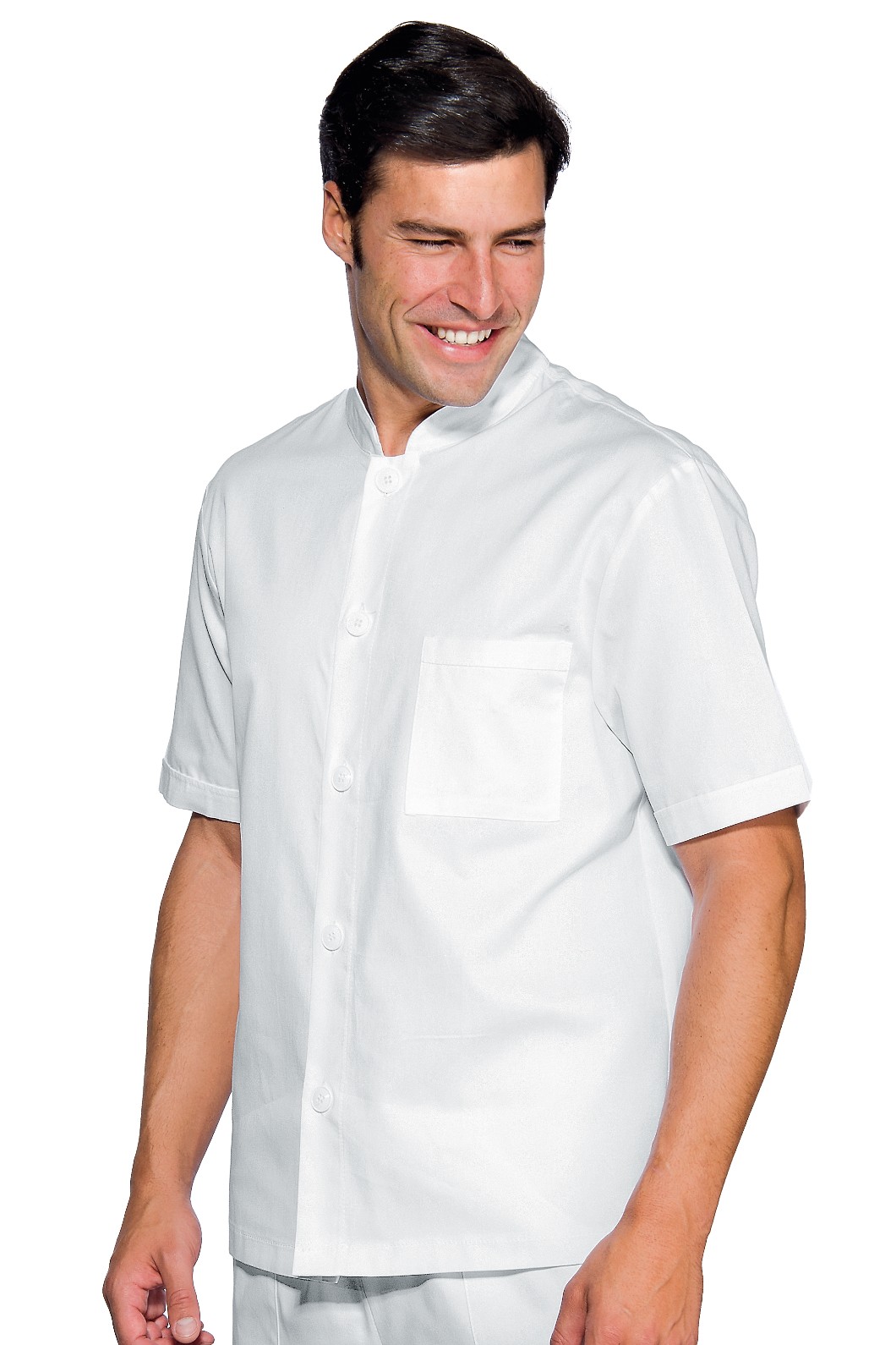 056000 - Casacca coreana bianca uomo mezza manica 100% cotone