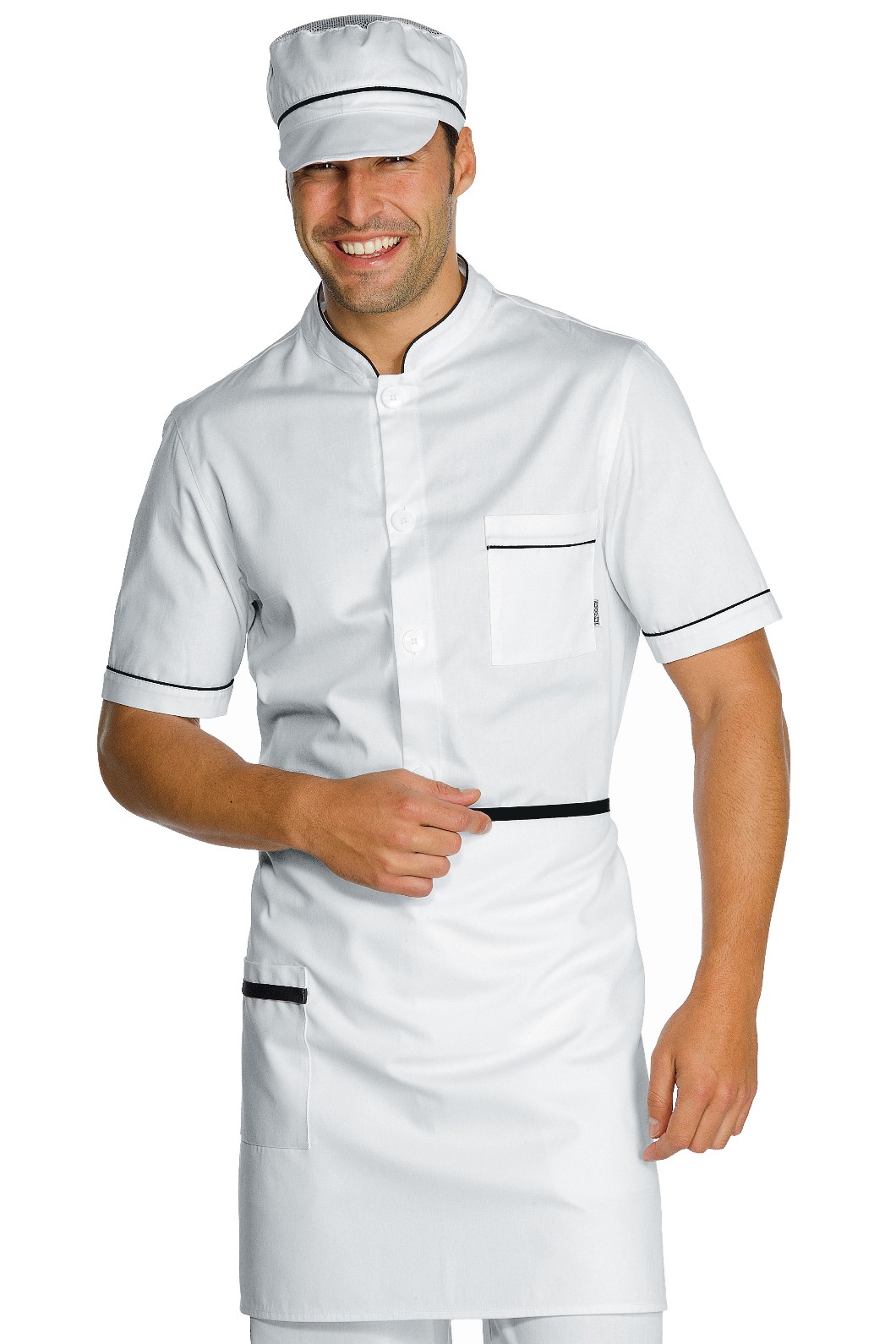 056000 - Casacca coreana bianca uomo mezza manica 100% cotone - immagine 2