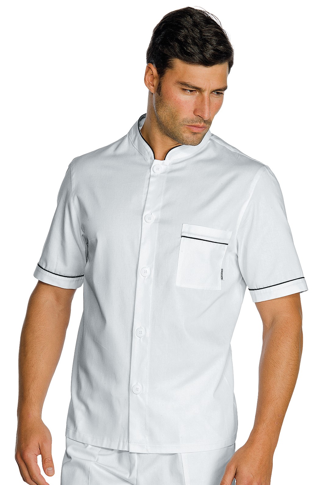 056000 - Casacca coreana bianca uomo mezza manica 100% cotone - immagine 3