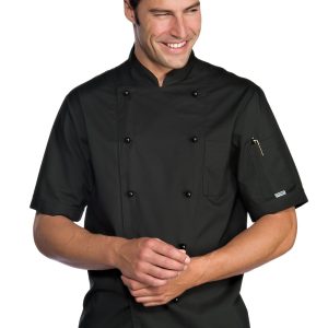 057041 - Giacca uomo chef misto cotone con bottoni a pallina mezza manica leggera gr. 150