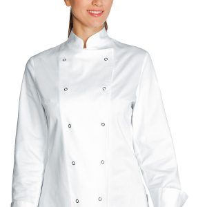 LADY CHEF - Giacca chef donna  bianca con bottoni a pressione ML MM in cotone