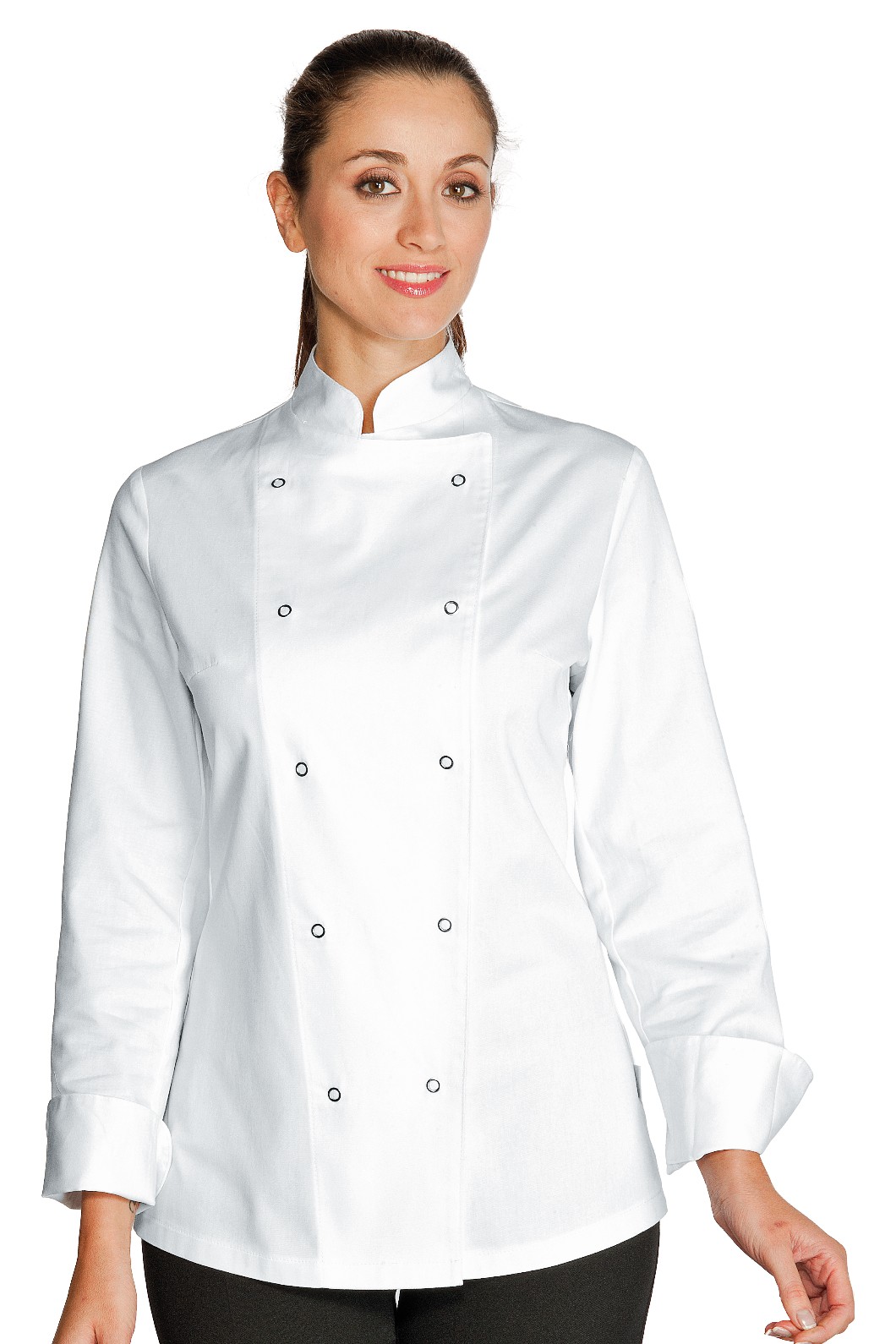 LADY CHEF - Giacca chef donna bianca con bottoni a pressione ML MM in cotone