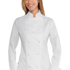 LADY CHEF - Giaccachef donna bianca con bottoni a pressione ML MC