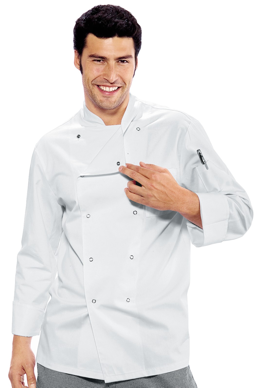 058001 - Giacca chef classica bianca o nera doppio petto, bottoni a pressione ML MC - immagine 4