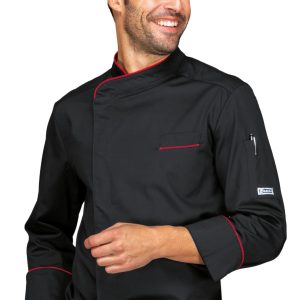 BILBAO - Giacca chef nera con profili bianche o bordeaux con ML MC