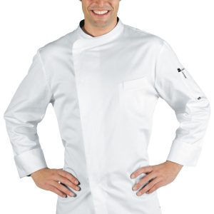 BILBAO - Giacca chef bianca in tessuto Superdry antimacchia leggera gr. 130 ML MC