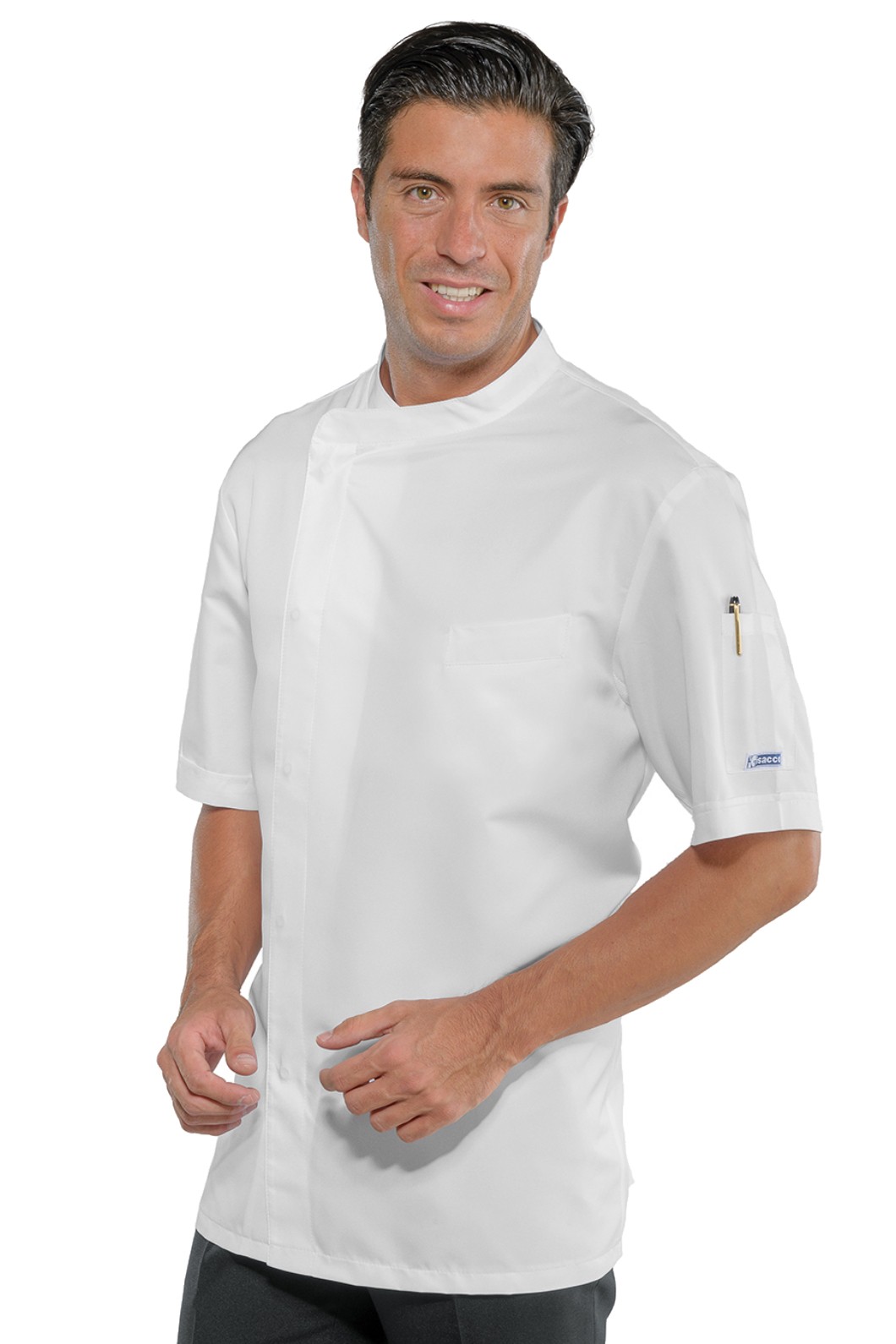 BILBAO - Giacca chef classica bianca misto cotone facile stiro bottoni a pressione tg. 3XL 4XL 5XL ML MM - immagine 2