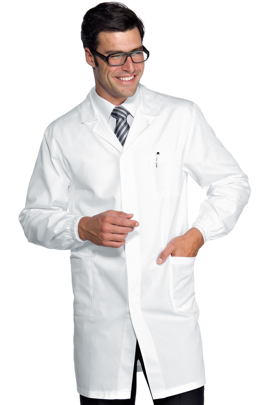 060070 - Camice uomo corto bianco 100% poliestere no stiro con bottoni a pressione