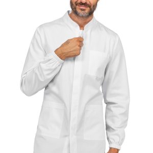 DOVER - Camice bianco uomo con cerniera  misto cotone